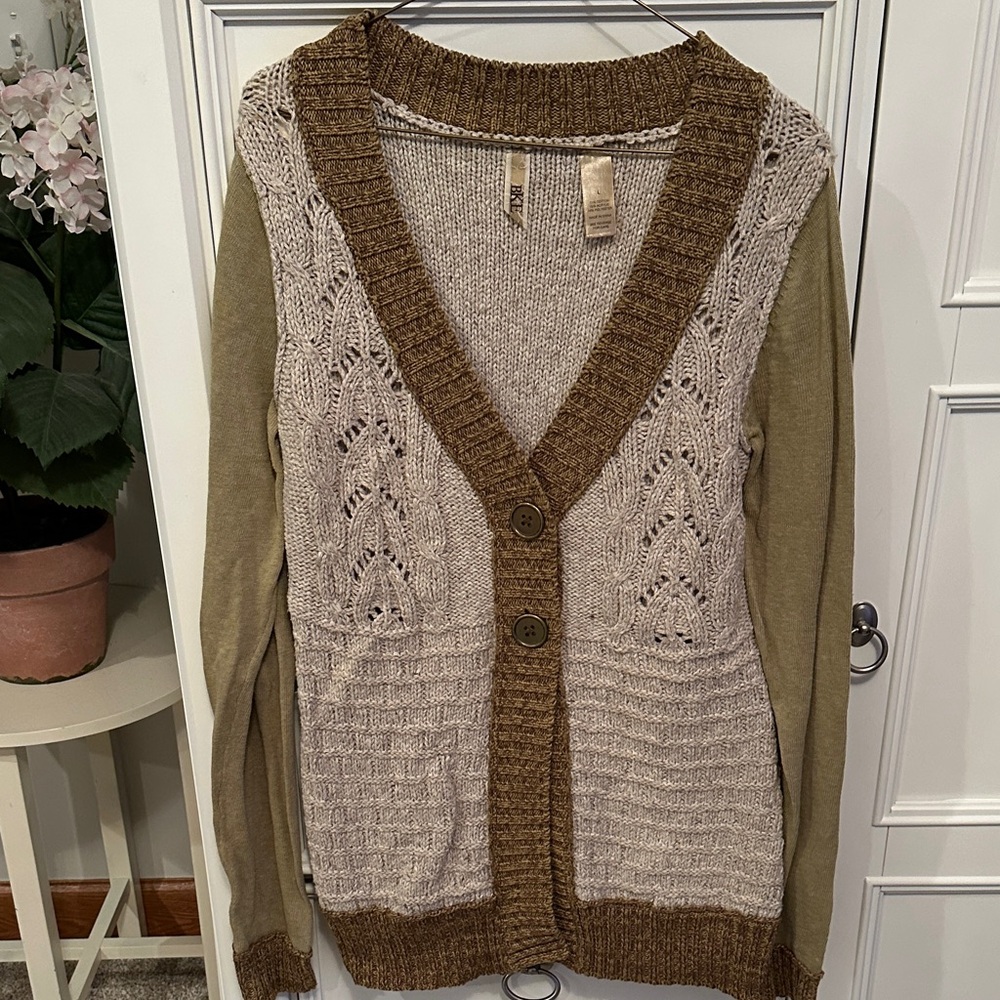 Buckle Brown and Cream Cardigan Sweater